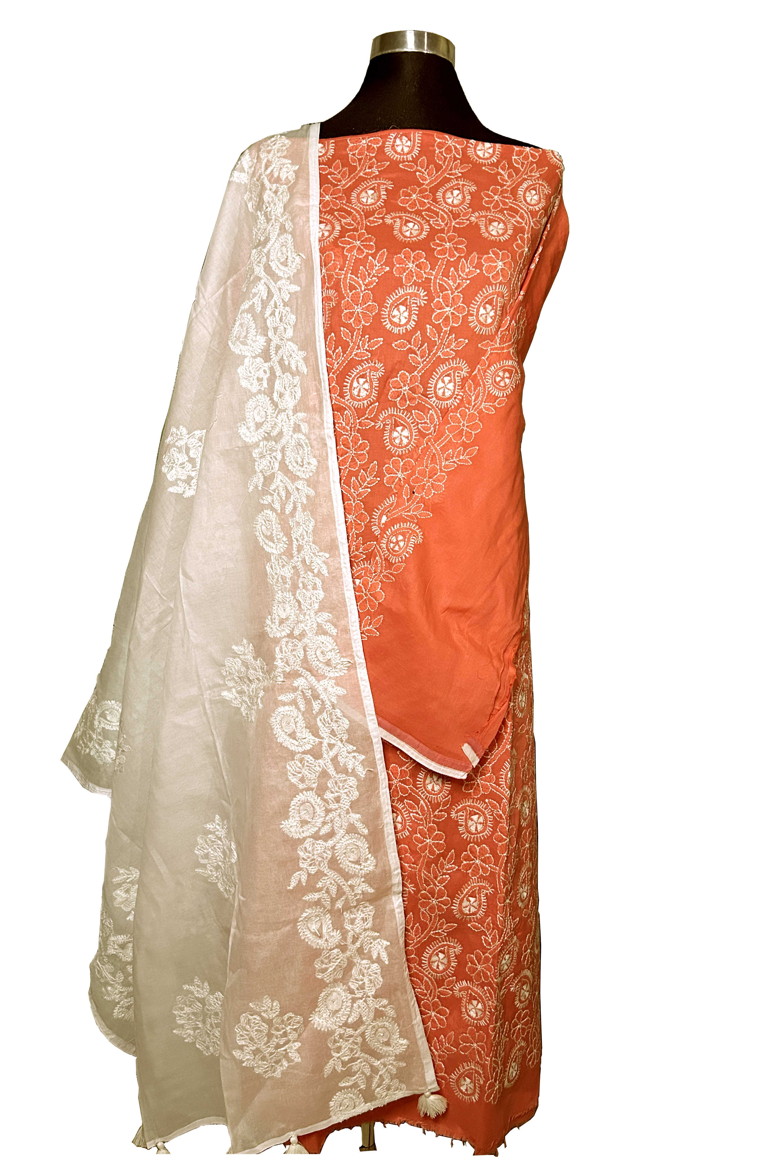 Peach Printed and Embroidered Shalwar Kameez