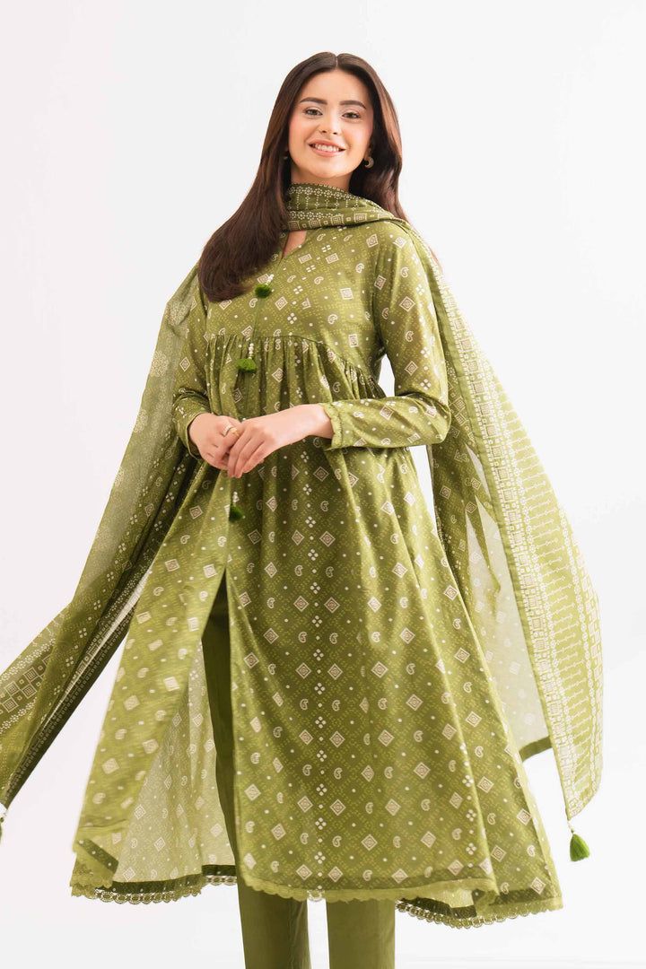 Peach Printed and Embroidered Shalwar Kameez